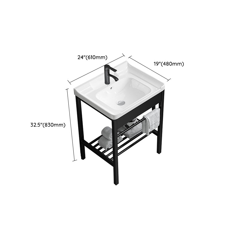 Modern Bathroom Sink Vanity Metal Frame Shelving Included Freestanding Sink Vanity