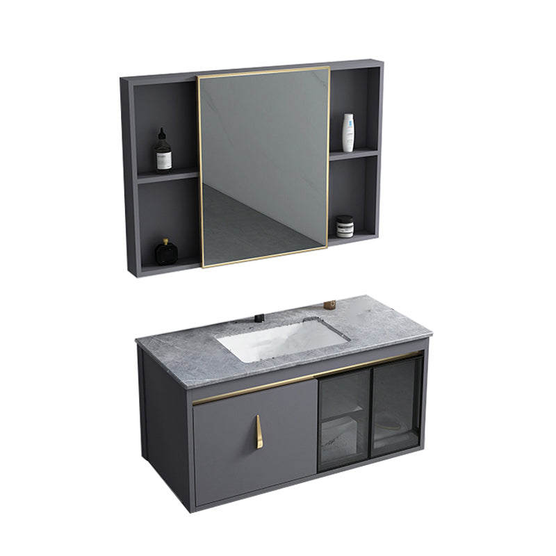 Contemporary Gray Vanity Sink Wall Mounted Bathroom Vanity Cabinet