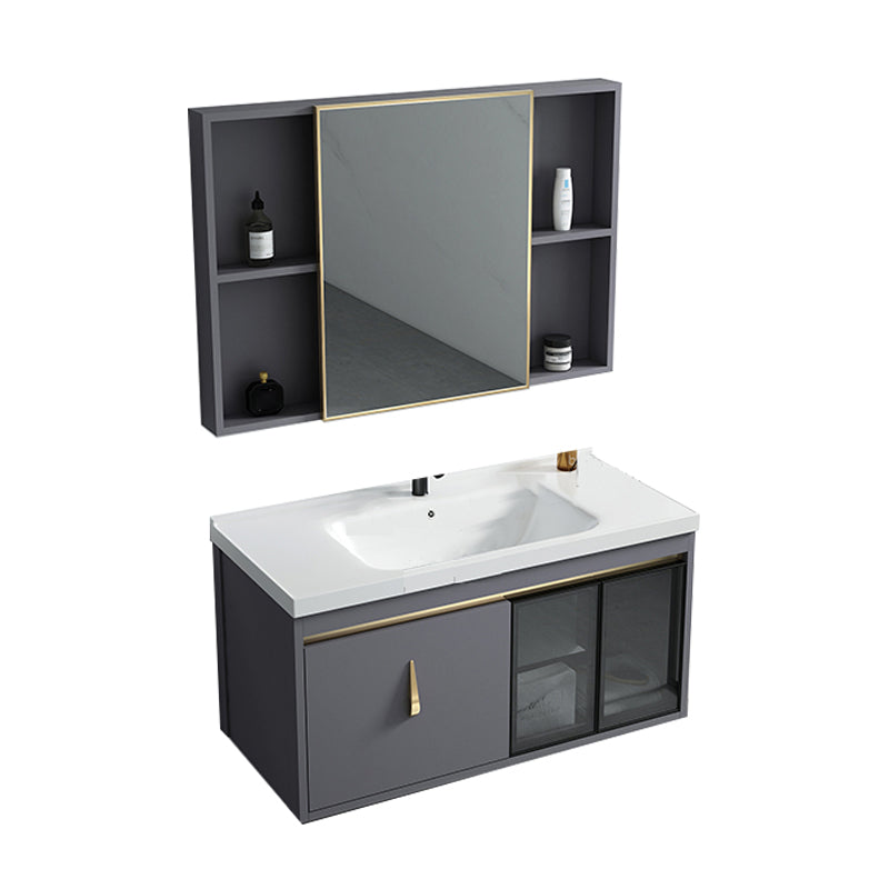 Contemporary Gray Vanity Sink Wall Mounted Bathroom Vanity Cabinet