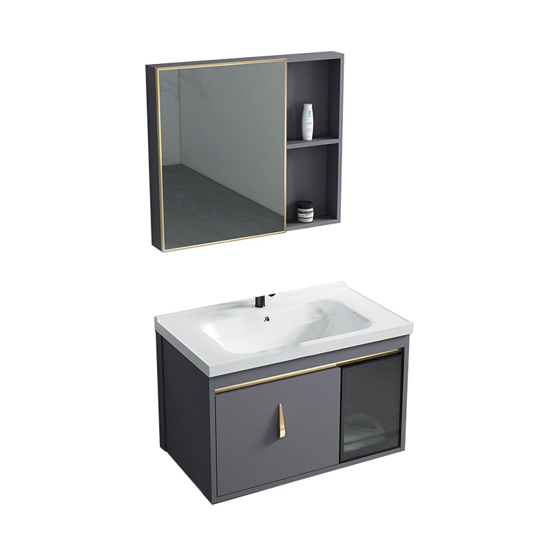 Contemporary Gray Vanity Sink Wall Mounted Bathroom Vanity Cabinet