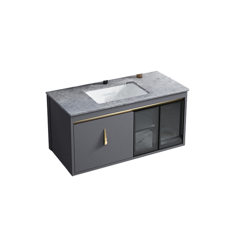 Contemporary Gray Vanity Sink Wall Mounted Bathroom Vanity Cabinet