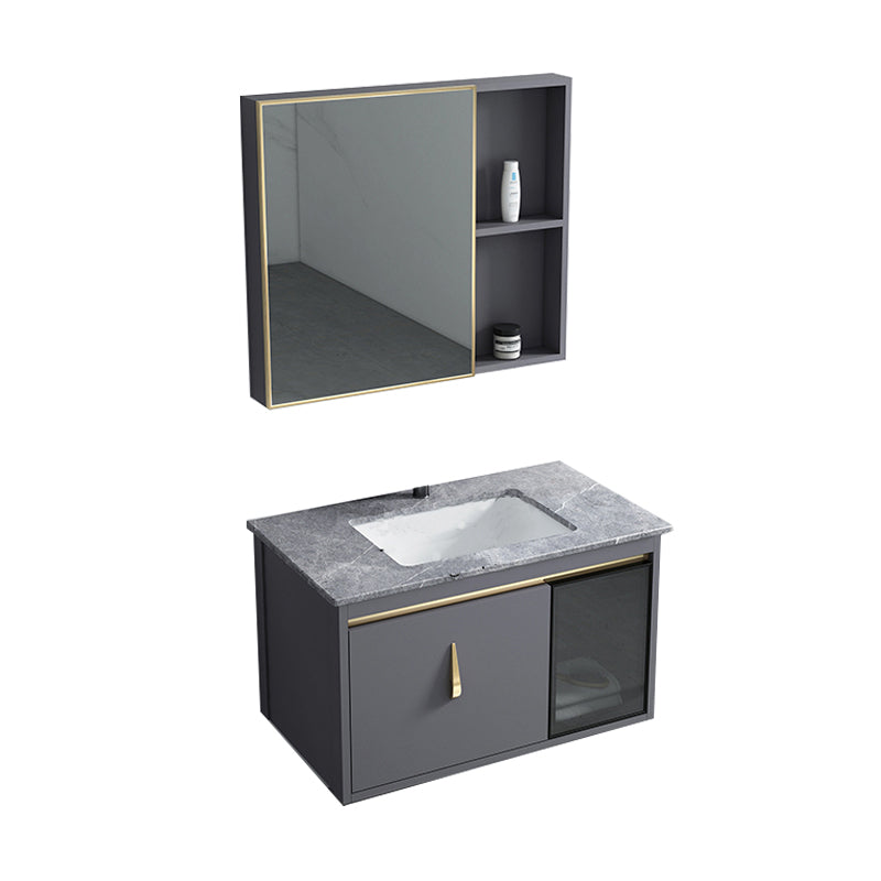 Contemporary Gray Vanity Sink Wall Mounted Bathroom Vanity Cabinet