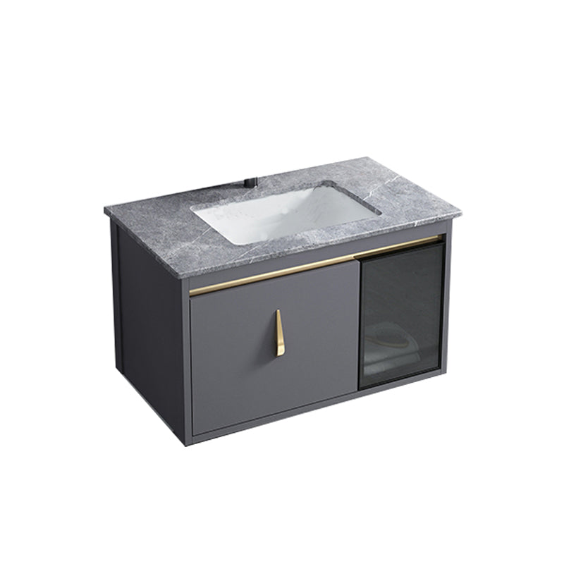 Contemporary Gray Vanity Sink Wall Mounted Bathroom Vanity Cabinet