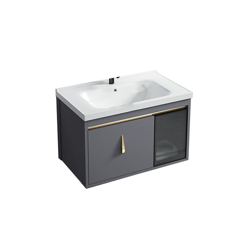 Contemporary Gray Vanity Sink Wall Mounted Bathroom Vanity Cabinet