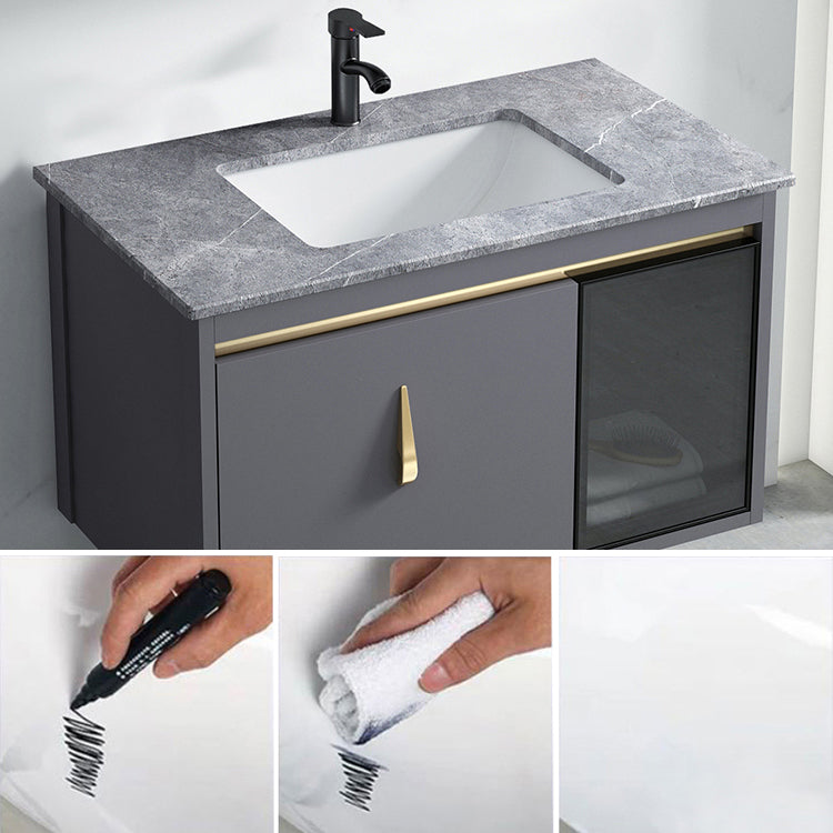 Contemporary Gray Vanity Sink Wall Mounted Bathroom Vanity Cabinet