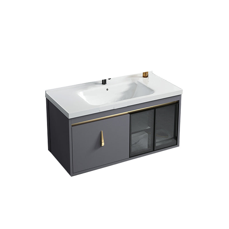 Contemporary Gray Vanity Sink Wall Mounted Bathroom Vanity Cabinet