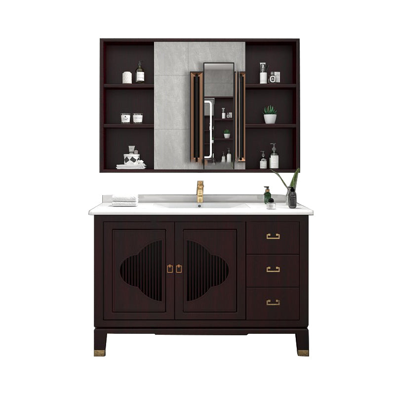 Traditional Bathroom Vanity Wood Standalone Cabinet and Shelving Included Vanity Set