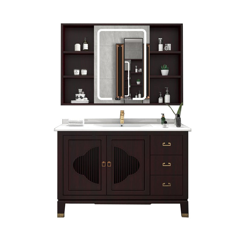 Traditional Bathroom Vanity Wood Standalone Cabinet and Shelving Included Vanity Set