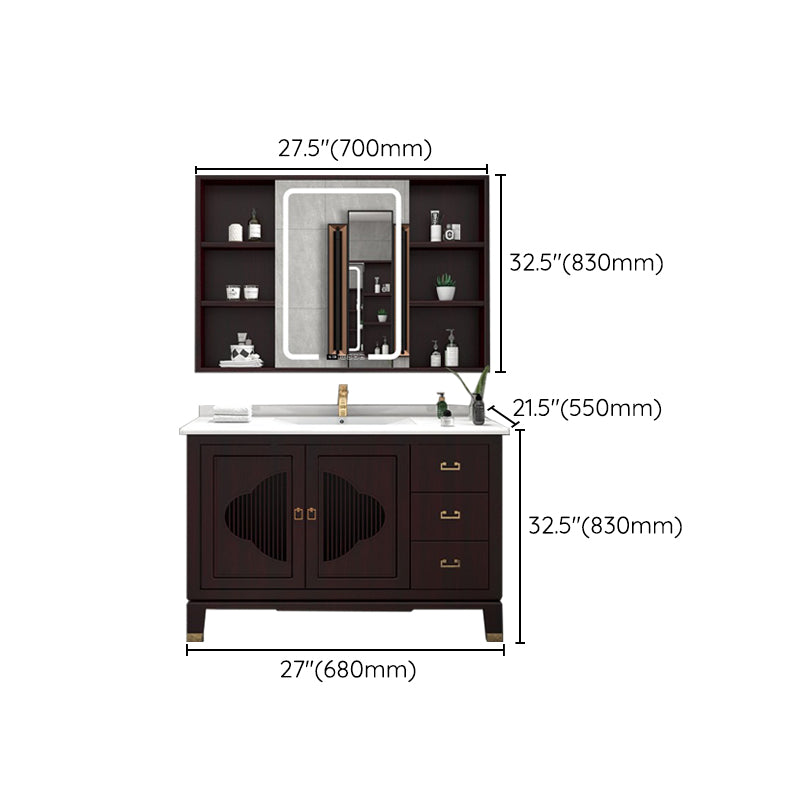 Traditional Bathroom Vanity Wood Standalone Cabinet and Shelving Included Vanity Set