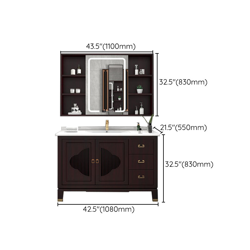 Traditional Bathroom Vanity Wood Standalone Cabinet and Shelving Included Vanity Set