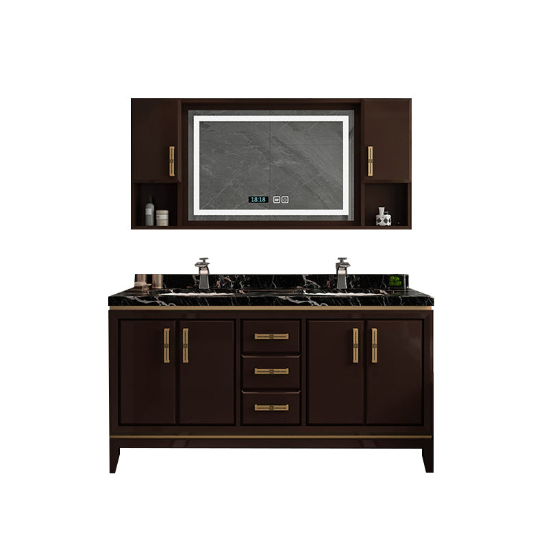 Traditional Wood Sink Vanity Wall Mounted Vanity Cabinet with Mirror Cabinet