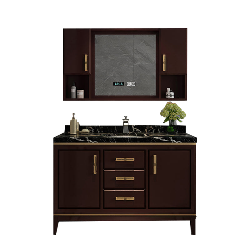 Traditional Wood Sink Vanity Wall Mounted Vanity Cabinet with Mirror Cabinet