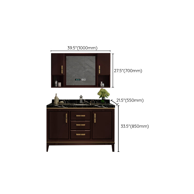 Traditional Wood Sink Vanity Wall Mounted Vanity Cabinet with Mirror Cabinet