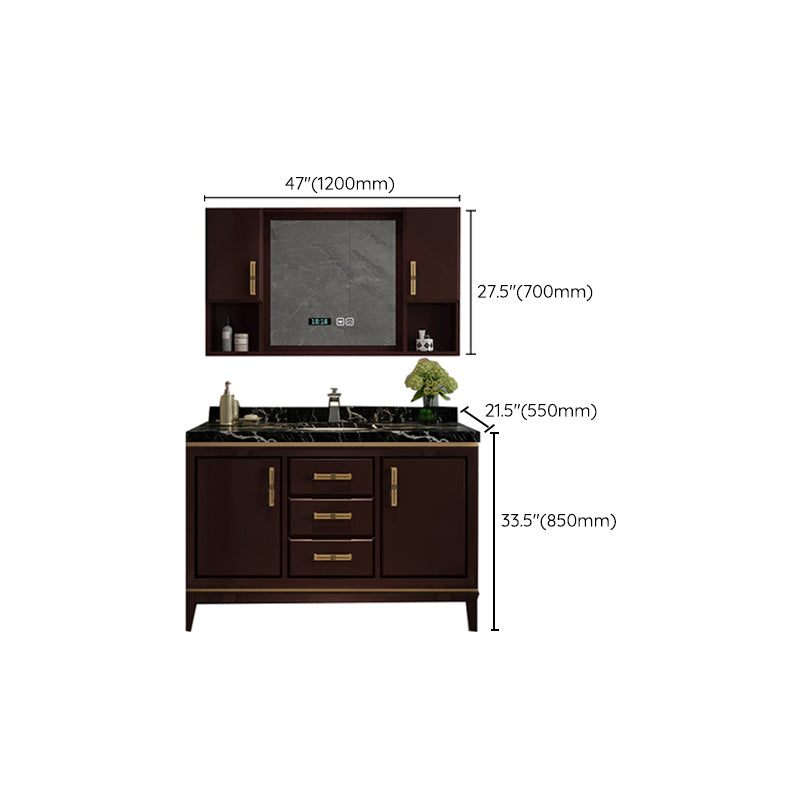 Traditional Wood Sink Vanity Wall Mounted Vanity Cabinet with Mirror Cabinet