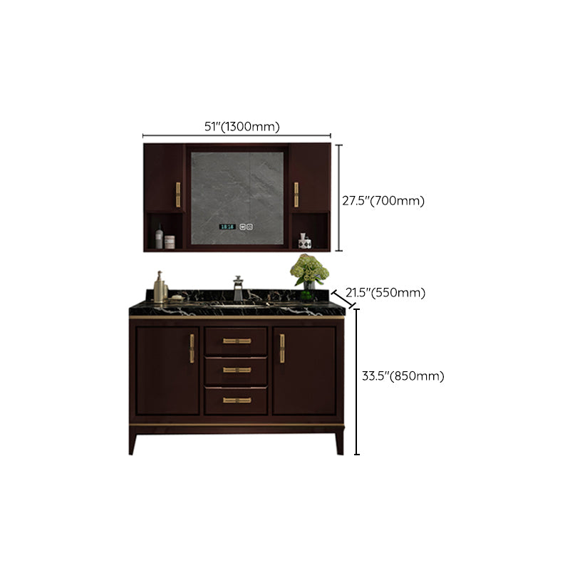 Traditional Wood Sink Vanity Wall Mounted Vanity Cabinet with Mirror Cabinet