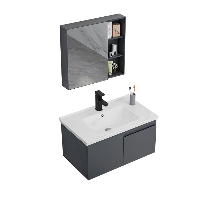 Wall Mounted Bathroom Vanity Modern Metal Vanity Set with Sink Included