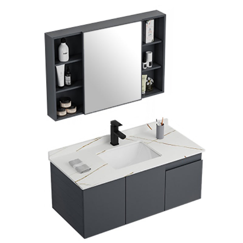 Wall Mounted Bathroom Vanity Modern Metal Vanity Set with Sink Included