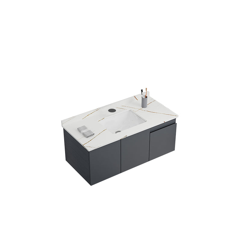 Wall Mounted Bathroom Vanity Modern Metal Vanity Set with Sink Included