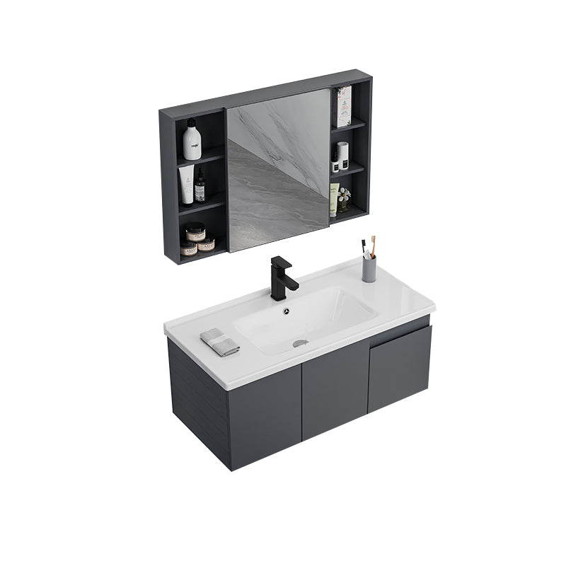 Wall Mounted Bathroom Vanity Modern Metal Vanity Set with Sink Included