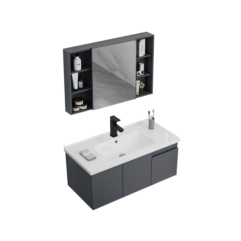 Wall Mounted Bathroom Vanity Modern Metal Vanity Set with Sink Included