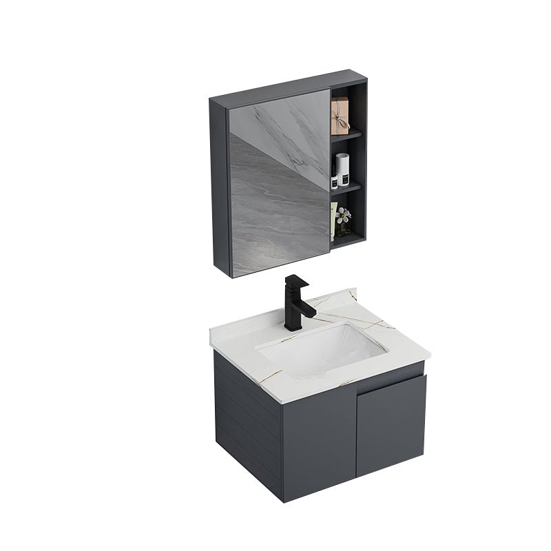 Wall Mounted Bathroom Vanity Modern Metal Vanity Set with Sink Included