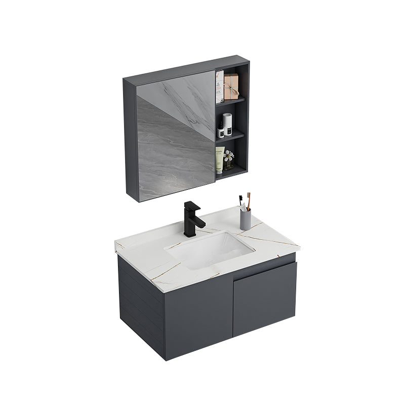 Wall Mounted Bathroom Vanity Modern Metal Vanity Set with Sink Included