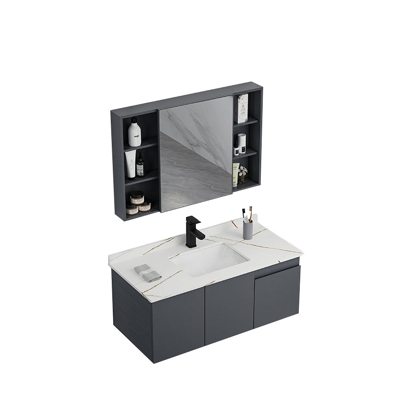 Wall Mounted Bathroom Vanity Modern Metal Vanity Set with Sink Included