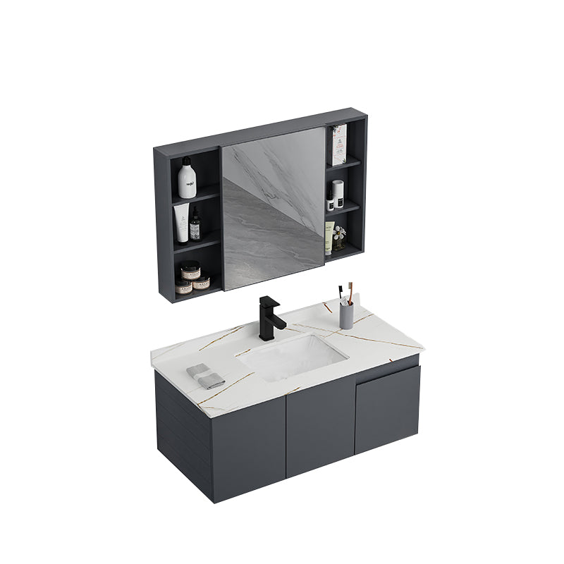 Wall Mounted Bathroom Vanity Modern Metal Vanity Set with Sink Included