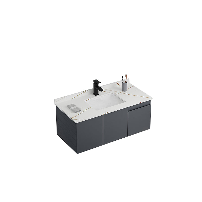 Wall Mounted Bathroom Vanity Modern Metal Vanity Set with Sink Included