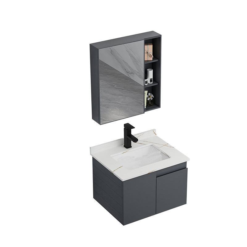 Wall Mounted Bathroom Vanity Modern Metal Vanity Set with Sink Included