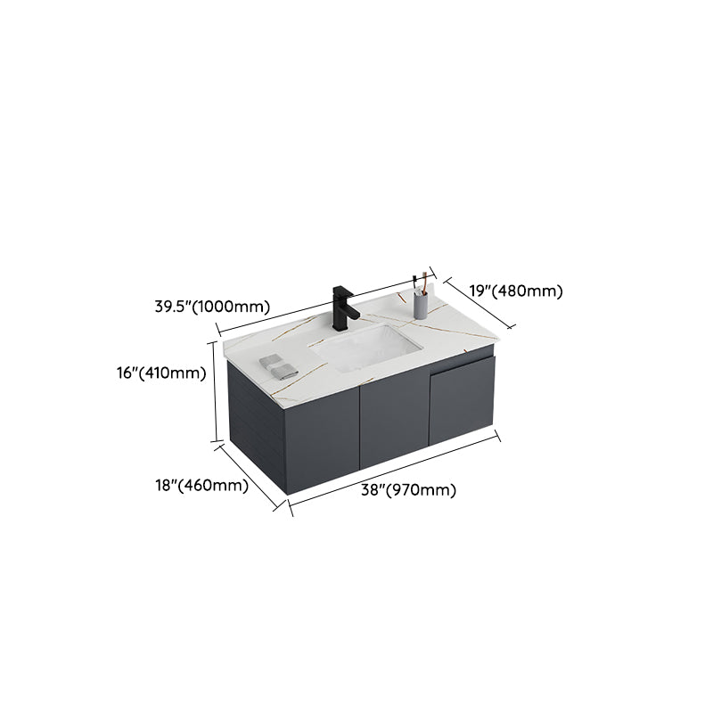 Wall Mounted Bathroom Vanity Modern Metal Vanity Set with Sink Included