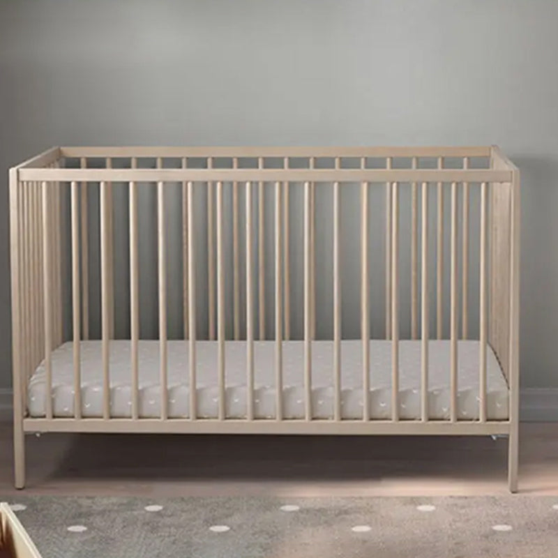 Traditional Nursery Crib with Adjustable Height in Natural Wood