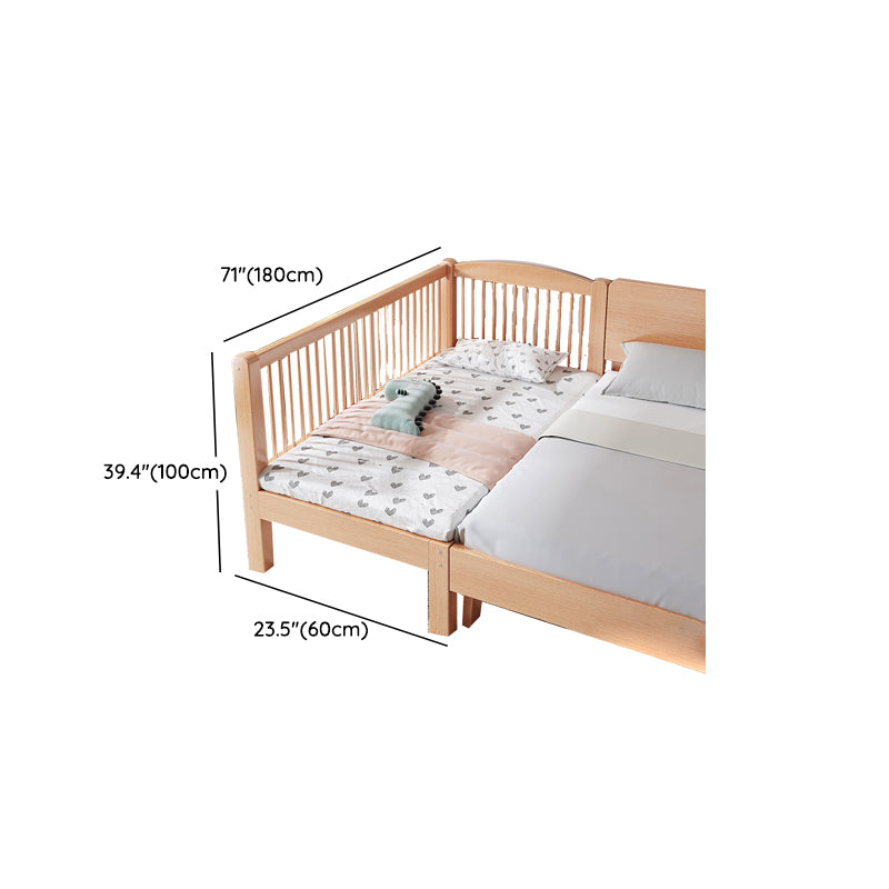 Contemporary Natural Solid Wood Nursery Crib with Guardrail in Beech