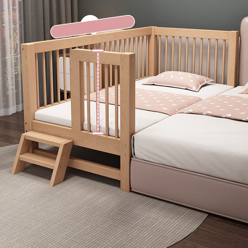 Natural Farmhouse Nursery Crib in Solid Wood with Guardrail Crib