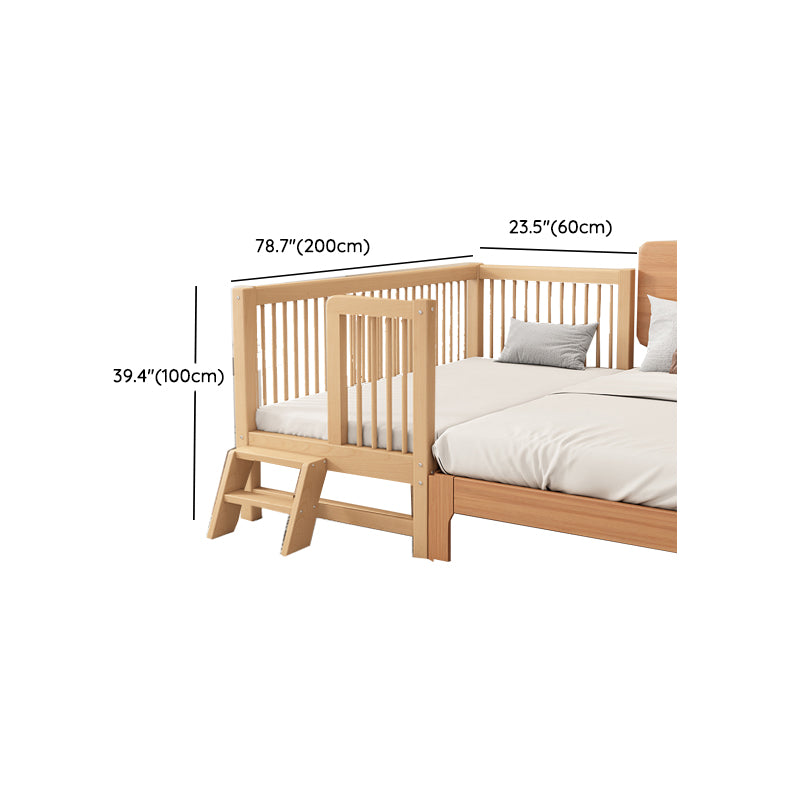 Natural Farmhouse Nursery Crib in Solid Wood with Guardrail Crib