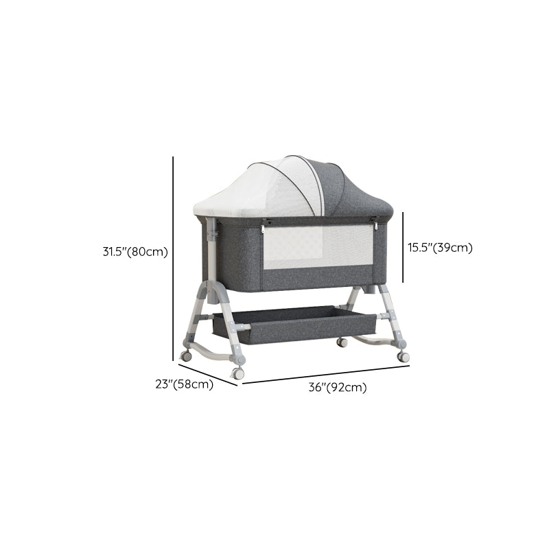 Contemporary Rocking Crib Cradle Height Adjustable Bassinet with Storage Basket