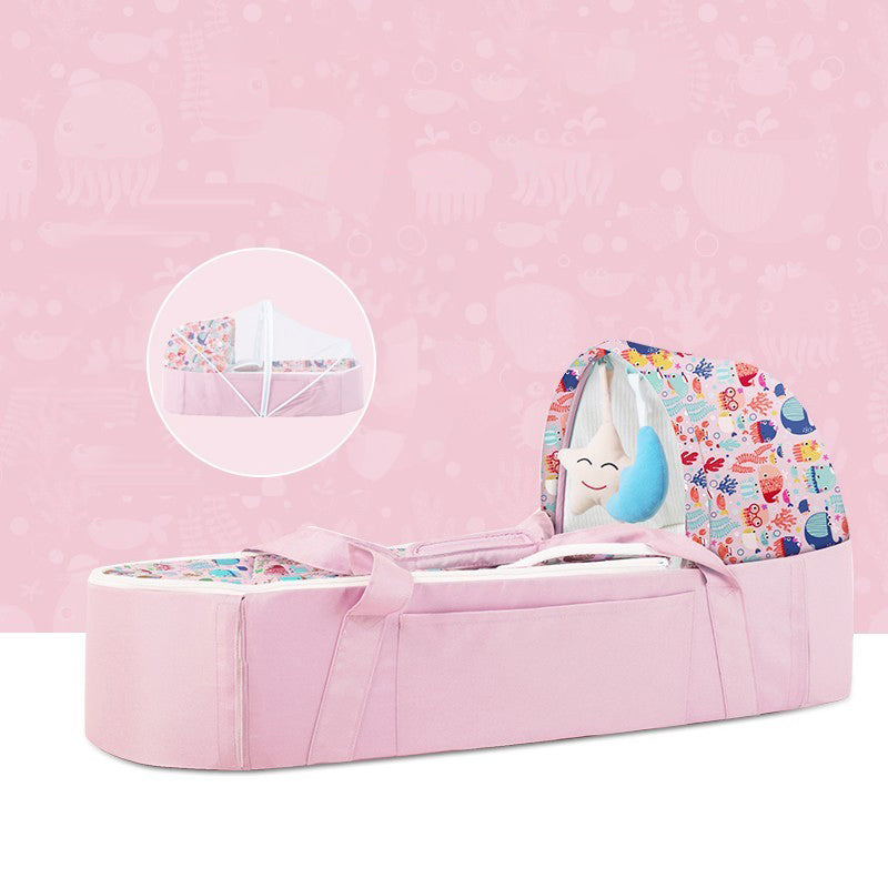 Portable Fabric Moses Basket Oval Cradle with Mattress for Newborn