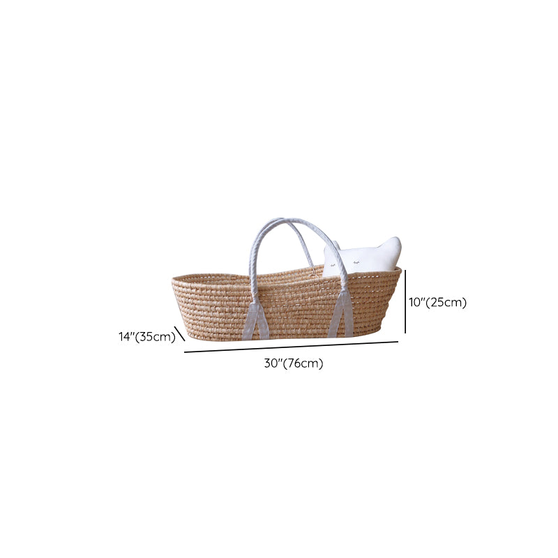 Classic Natural Baby Moses Basket Oval Rattan 10" H Crib Cradle