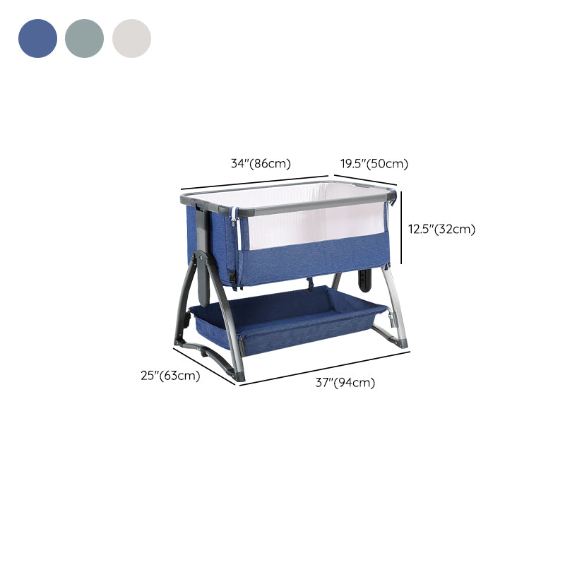 Gliding and Adjustable Metal Bassinet Oval Cradle with 4 Wheels and Storage Shelf