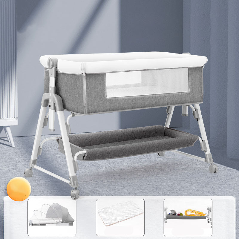 Portable Rectangle Crib Cradle Adjustable Heights and Angle Bed Side Sleeper