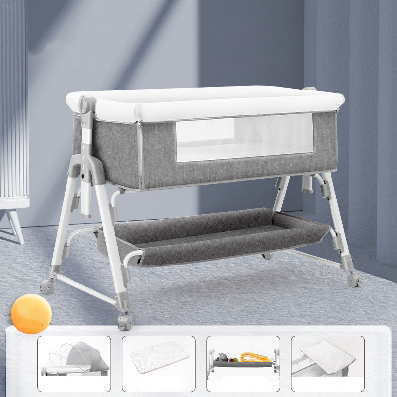 Portable Rectangle Crib Cradle Adjustable Heights and Angle Bed Side Sleeper