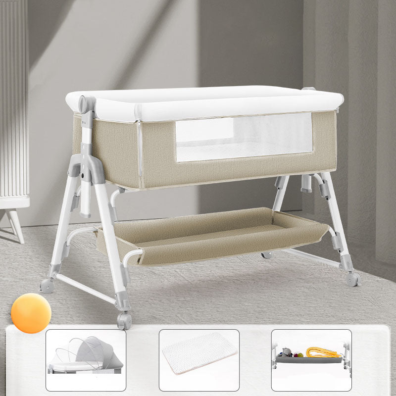 Portable Rectangle Crib Cradle Adjustable Heights and Angle Bed Side Sleeper