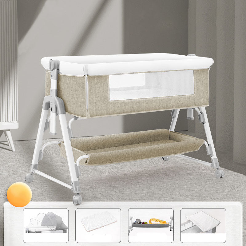 Portable Rectangle Crib Cradle Adjustable Heights and Angle Bed Side Sleeper