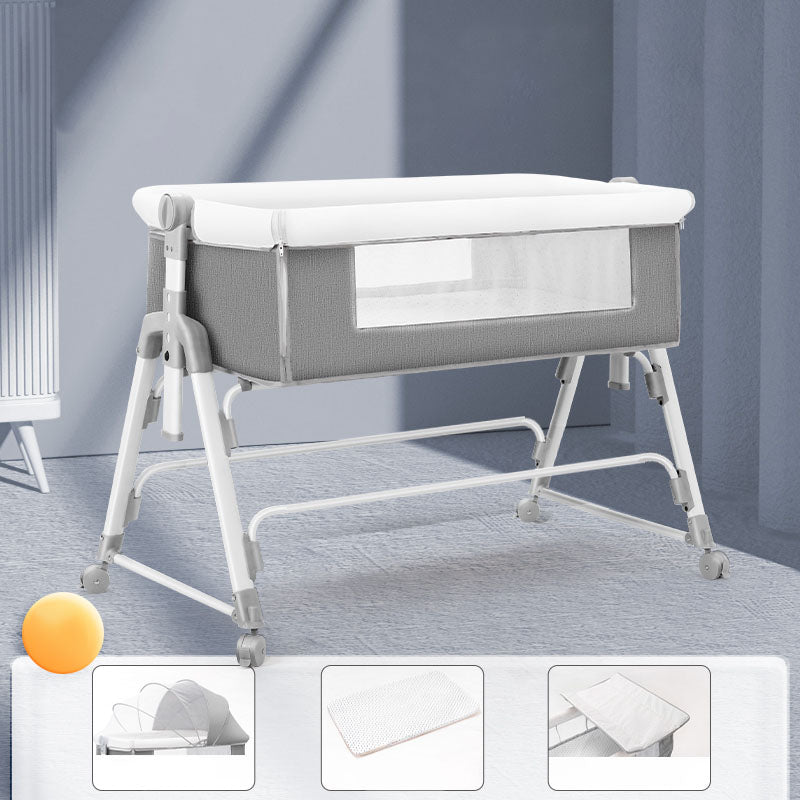 Modern Convertible Crib Cradle Height Adjustable Bedside Bassinet with Storage Shelf