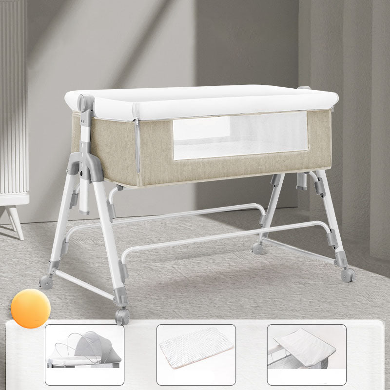 Modern Convertible Crib Cradle Height Adjustable Bedside Bassinet with Storage Shelf