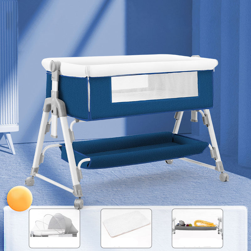 Modern Convertible Crib Cradle Height Adjustable Bedside Bassinet with Storage Shelf