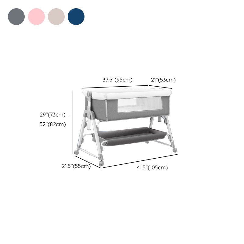 Modern Convertible Crib Cradle Height Adjustable Bedside Bassinet with Storage Shelf