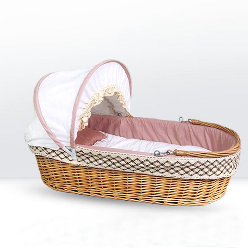 Portable Wicker Moses Basket Natural Oval Moses Basket for Baby