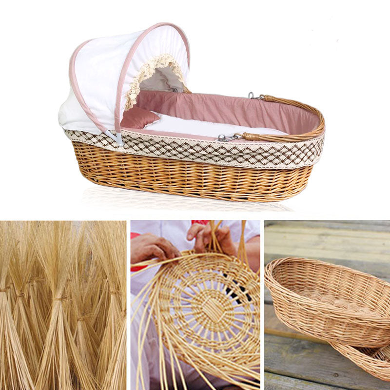 Portable Wicker Moses Basket Natural Oval Moses Basket for Baby