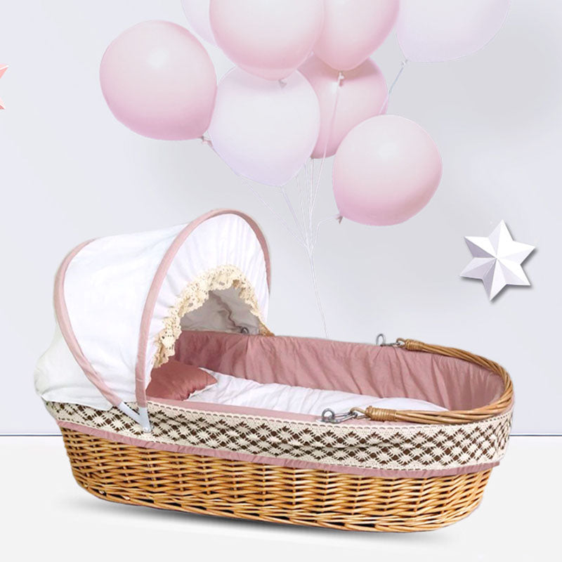 Portable Wicker Moses Basket Natural Oval Moses Basket for Baby